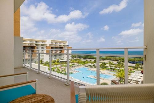Embassy Suites Aruba Resort balcony overlooking the pool and ocean