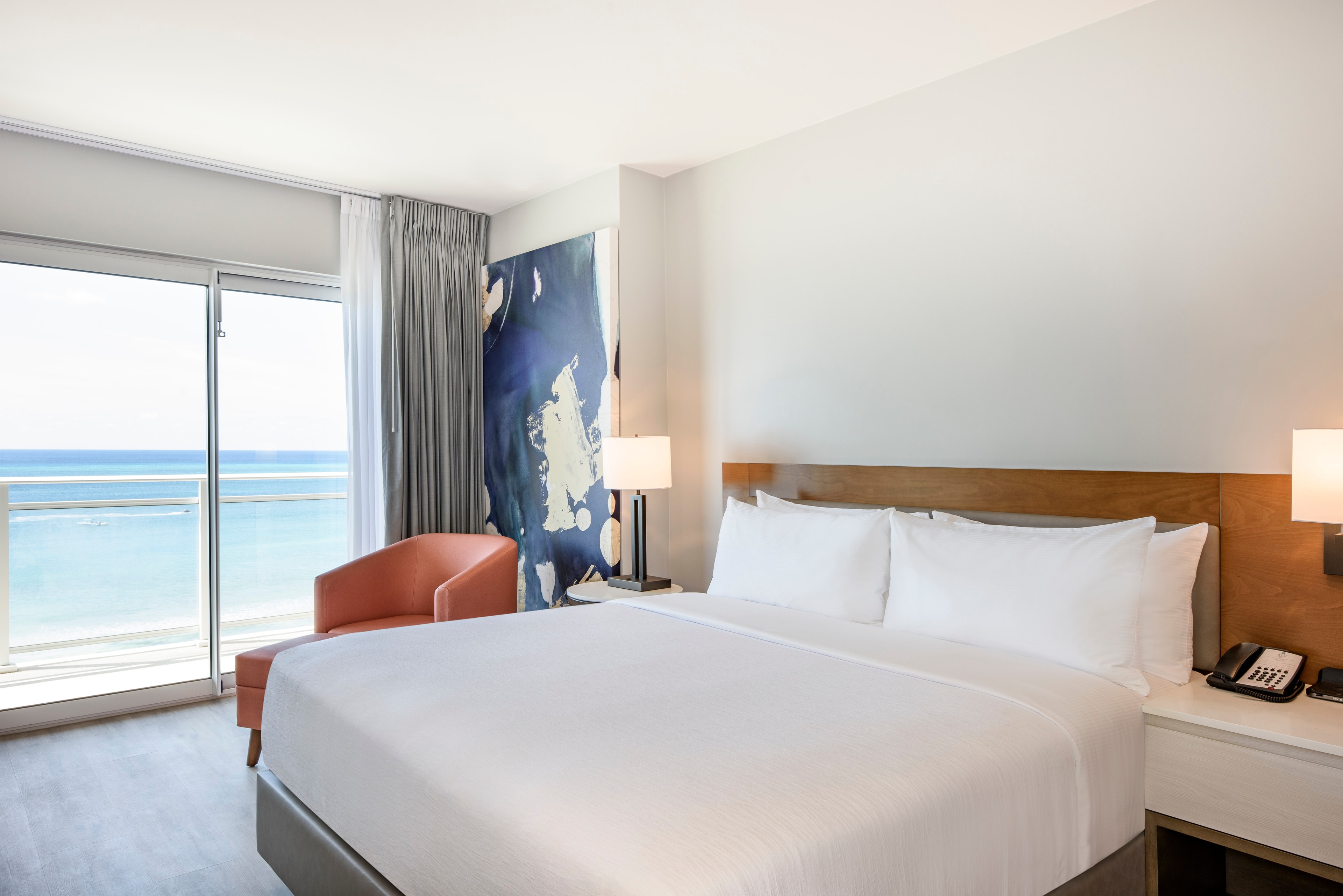 Embassy Suites Aruba Resort king bedroom with ocean view